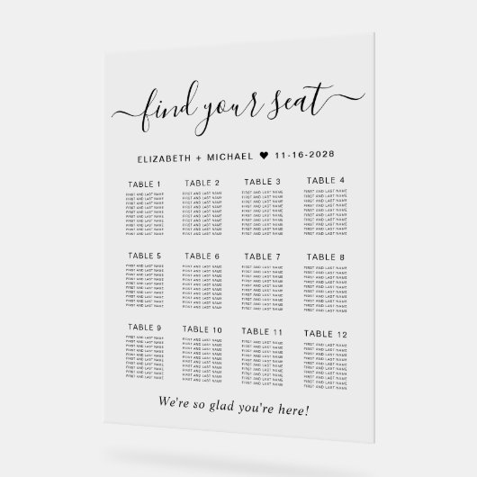 Chique 12 Tafel Bruiloft Zitplaatsen Wissen Acryl Bord (Hoek)