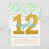 Chique 12e Verjaardagsmunt Goud Glitter Confetti M Kaart (Voorkant / Achterkant)