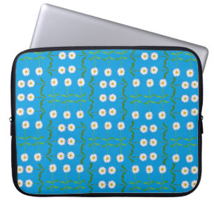 Chique 15-inch laptophoes: witte madeliefjes op Bl Laptop Sleeve