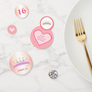 Chique 16e verjaardag op roze & roze goud confetti