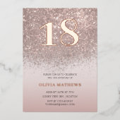 Chique 18e verjaardag roze goud kalligrafie folie uitnodiging (Voorkant)