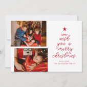 Chique 2 foto rood | Wij wensen u een vrolijk kers Feestdagenkaart (Voorkant)