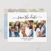 Chique 3 Foto Collage Budget Bruiloft Save The Dat Aankondigingskaart (Voorkant / Achterkant)