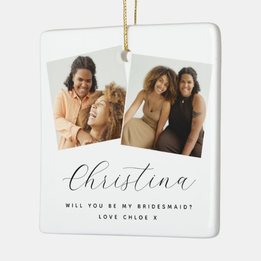 Chique 3 foto zal je mijn bruidsmeisje aandenken keramisch ornament (Links)