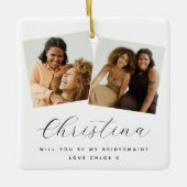Chique 3 foto zal je mijn bruidsmeisje aandenken keramisch ornament (Voorkant)