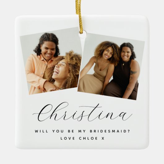 Chique 3 foto zal je mijn bruidsmeisje aandenken keramisch ornament (Voorkant)