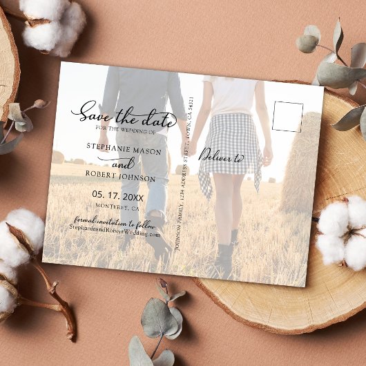 Chique 3 Fotocollage Huwelijksbudget Save The Date Aankondigingskaart