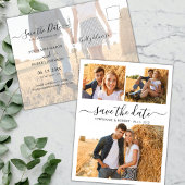Chique 3 Fotocollage Huwelijksbudget Save The Date Aankondigingskaart