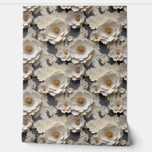 Chique 3d wit en goud bloemen lente bloesem behang