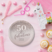 Chique 50 & Fabulous Glitter Roos Goud Verjaardag Papieren Bordje (Feest)