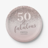 Chique 50 & Fabulous Glitter Roos Goud Verjaardag Papieren Bordje (Voorkant)