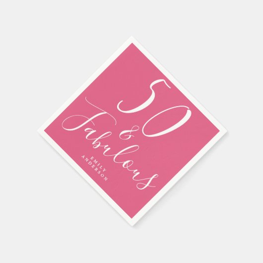 Chique 50 Fabulous Heet Roze 50ste Verjaardag Servet (Hoek)