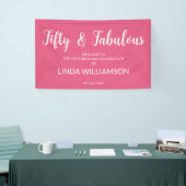 Chique 50 Fabulous Heet Roze 50ste Verjaardag Spandoek (Beurs)