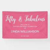 Chique 50 Fabulous Heet Roze 50ste Verjaardag Spandoek (Horizontaal)