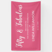 Chique 50 Fabulous Heet Roze 50ste Verjaardag Spandoek (Verticaal)