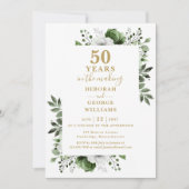 Chique 50e bruiloft Jubileum Monogram Bloemen Kaart (Voorkant)