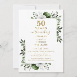 Chique 50e bruiloft Jubileum Monogram Bloemen Kaart