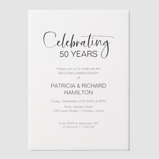Chique 50e bruiloft Jubileum uitnodigingen (Voorkant)