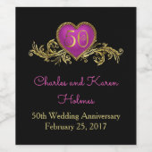 Chique 50e bruiloft Jubileum wijnlabel Wijn Etiket (Enkel label)