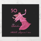 Chique 50th Verjaardag Roze Vrouw Danser Persoonli Sparkling Wijnetiket (Enkel label)