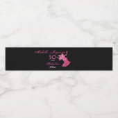 Chique 50th Verjaardag Roze Vrouw Danser Persoonli Waterfles Etiket (Enkel label)