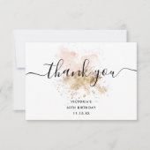 Chique 60e verjaardag roze en goud bedankje bedankkaart (Voorkant)