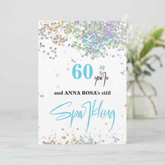 *~* Chique 60e verjaardag witte bruisfeest partij Kaart (Staand voorkant)