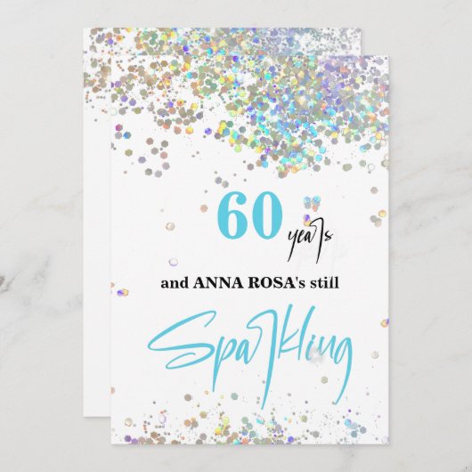 *~* Chique 60e verjaardag witte bruisfeest partij Kaart (Voorkant / Achterkant)
