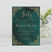 Chique 60e Zestig Goud Lijst Groen Verjaardag Kaart (Staand voorkant)