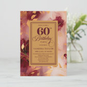 Chique 60ste verjaardag Marsala Blush Gouden Boho Kaart (Staand voorkant)