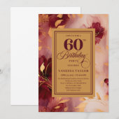 Chique 60ste verjaardag Marsala Blush Gouden Boho Kaart (Voorkant / Achterkant)
