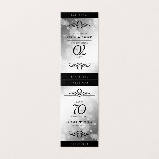 Chique 70e Platinum Bruiloft Jubileum Tent Kaarten (Buitenkant ongevouwen)