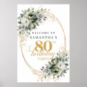 Chique 80ste Eucalyptusloof Welkomstposter Poster (Voorkant)