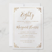 Chique 80ste Tachtig Goud Lijst Kalligrafie Verjaa Kaart (Voorkant)