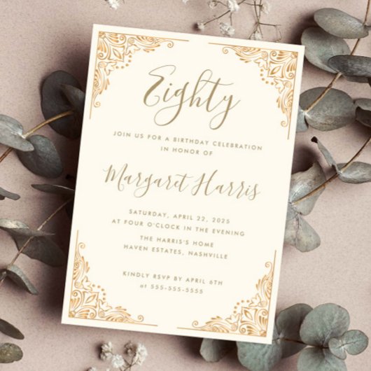 Chique 80ste Tachtig Goud Lijst Verjaardag Kaart