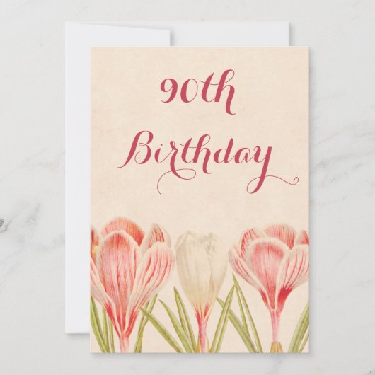 Chique 90e verjaardag lente krokussen kaart (Voorkant)