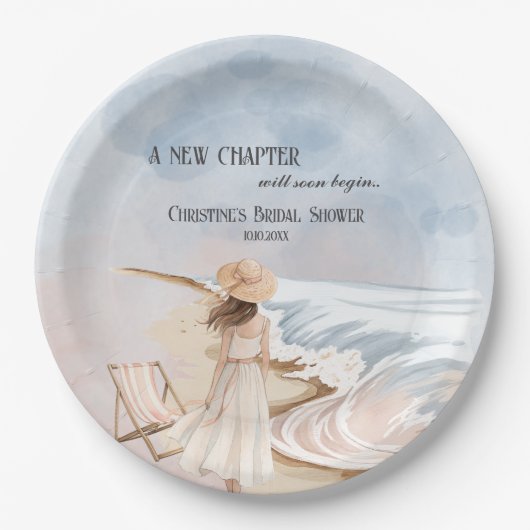 Chique 'A New Chapter' strand en golven Vrijgezell Papieren Bordje (Voorkant)