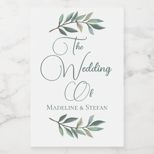 Chique aangepaste eucalyptus blad botanische bruil wijn etiket (Enkel label)