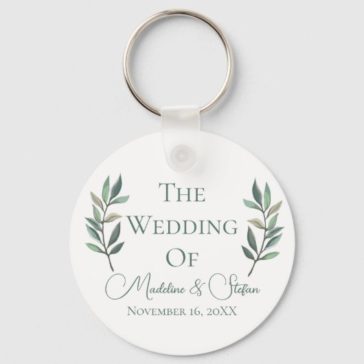 Chique aangepaste eucalyptus laat botanische bruil sleutelhanger (Voorkant)