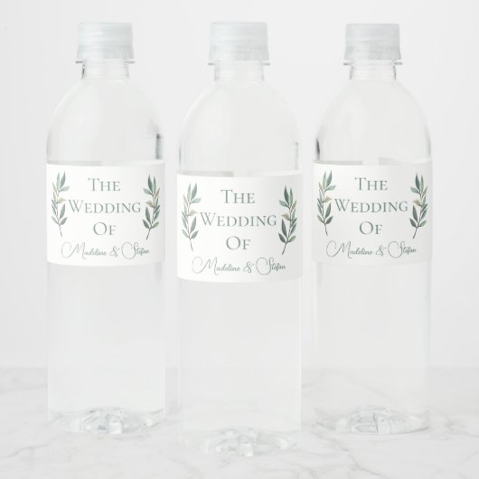 Chique aangepaste eucalyptus laat botanische bruil waterfles etiket (Flessen)