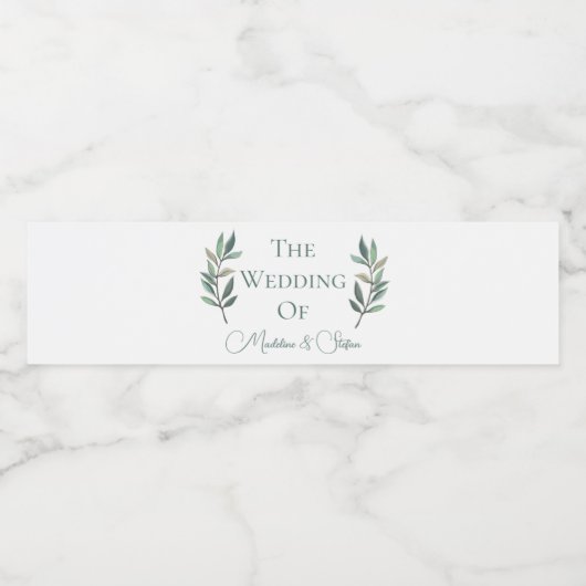 Chique aangepaste eucalyptus laat botanische bruil waterfles etiket (Enkel label)