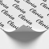 Chique aangepaste gepersonaliseerde naam wit & zwa cadeaupapier (Hoek)