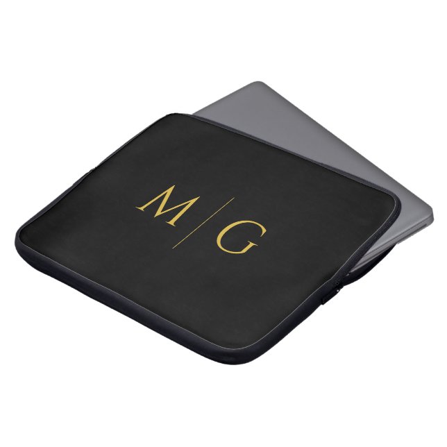 Chique Aangepaste Initialen Modern Laptop Sleeve (Voorkant top)