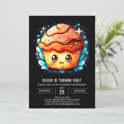 Chique aangepaste muffin verjaardag kaart (Staand voorkant)