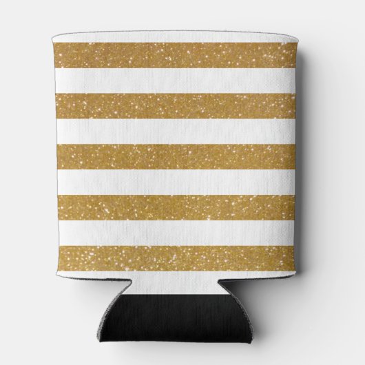 Chique aangepaste naam gouden glitter gestreepte k blikjeskoeler (Achterkant)