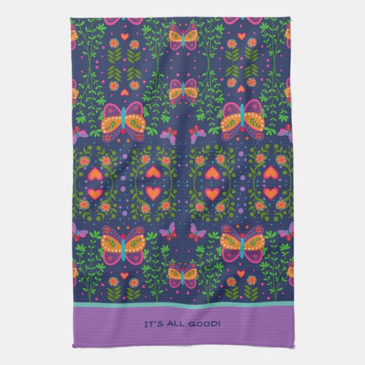 Chique  aangepaste offerte of naam vlinder theedoek (Verticaal)