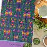 Chique  aangepaste offerte of naam vlinder theedoek<br><div class="desc">vlinder kleurrijke naam of quote gepersonaliseerde handdoeken. Deze kleurrijke vlinderhanddoeken zijn perfect om wat leven toe te voegen aan uw keuken. Combineer het met een fles wijn en het maakt een geweldig cadeau voor vrienden,  familie,  collega's,  buren,  oma,  moeder,  enz. Bekijk voor meer cadeau-ideeën de Inspirivity Zazzle-winkel.</div>