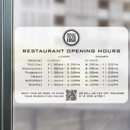 Chique Aangepaste Openingstijden Lunch Avond Eetge Raamsticker