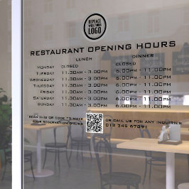 Chique Aangepaste Openingstijden Lunch Avond Eetge Raamsticker