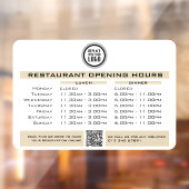 Chique Aangepaste Openingstijden Lunch Avond Resta Raamsticker (Vel 2)
